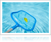 Grabbing a leaf stuck in pool with a net